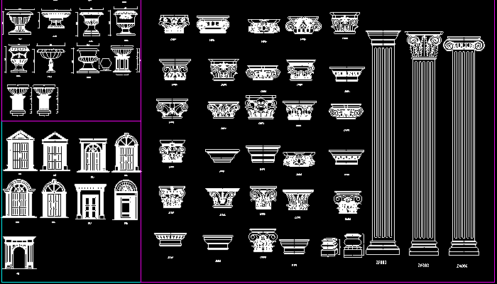 罗马柱及花盆平面图