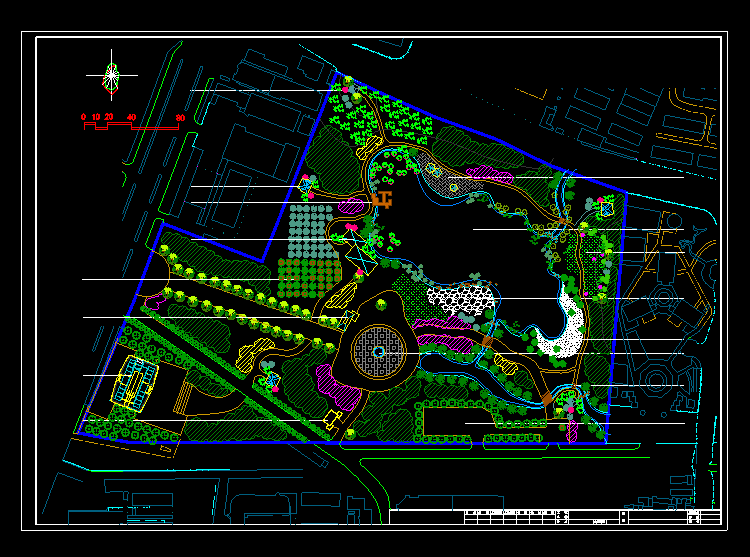 小庭园绿化CAD设计施工平面图图纸
