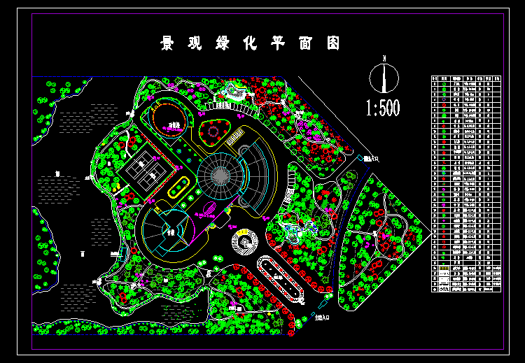 小庭园绿化CAD设计施工平面图图纸