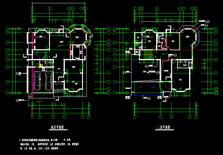 北美风情小别墅设计CAD建筑施工图图纸