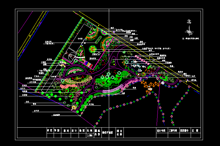 小庭园绿化CAD设计施工平面图图纸