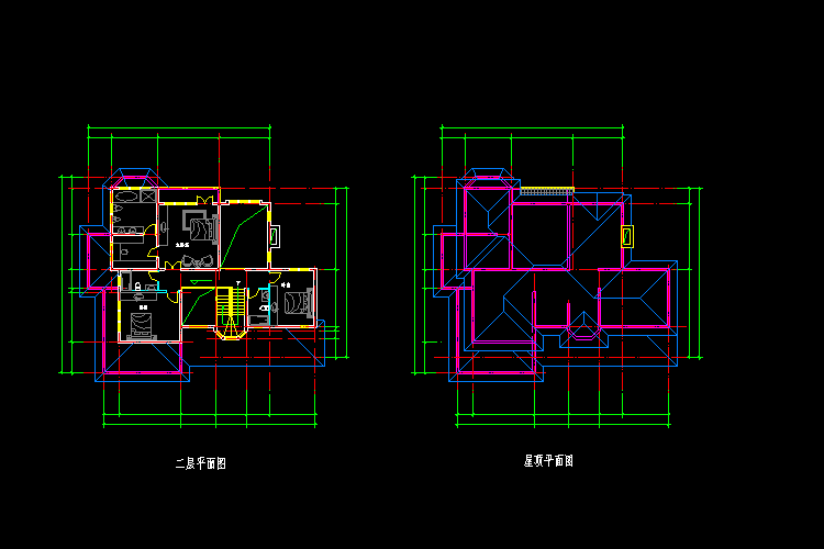 独栋别墅CAD设计施工图图纸+别墅效果图