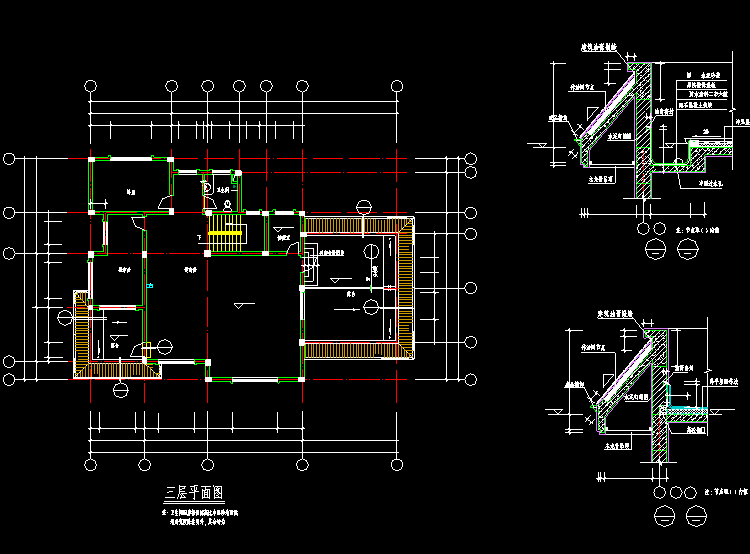 北美风情小别墅设计CAD建筑施工图图纸