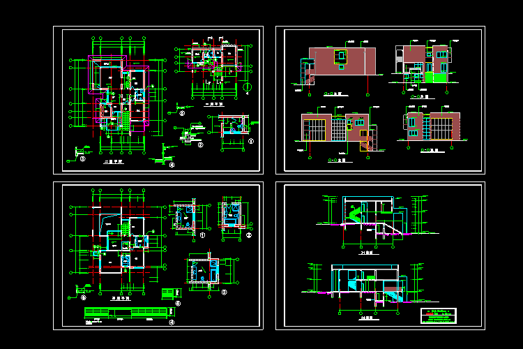 独栋别墅CAD设计施工图图纸+别墅效果图