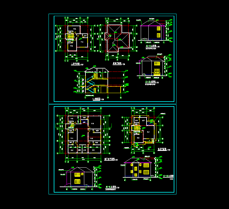 木式构造别墅设计CAD施工图