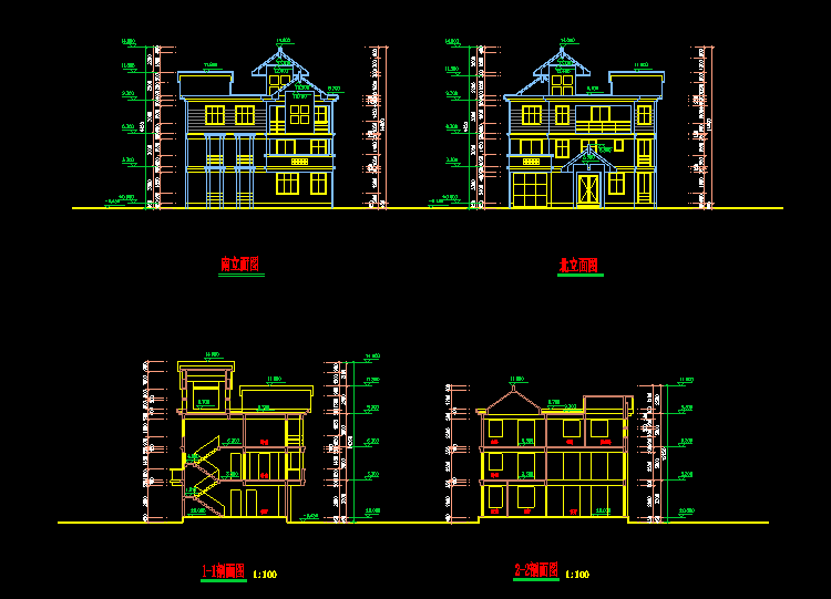 低成本小型别墅建筑CAD施工图