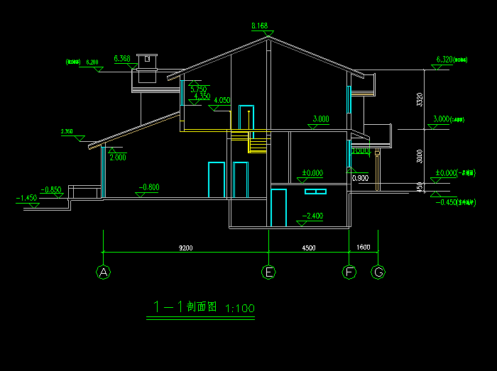 村镇小康别墅CAD建筑带效果图2