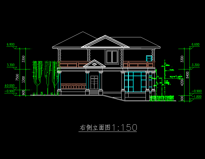 实木北美式别墅设计CAD工程结构施工图1