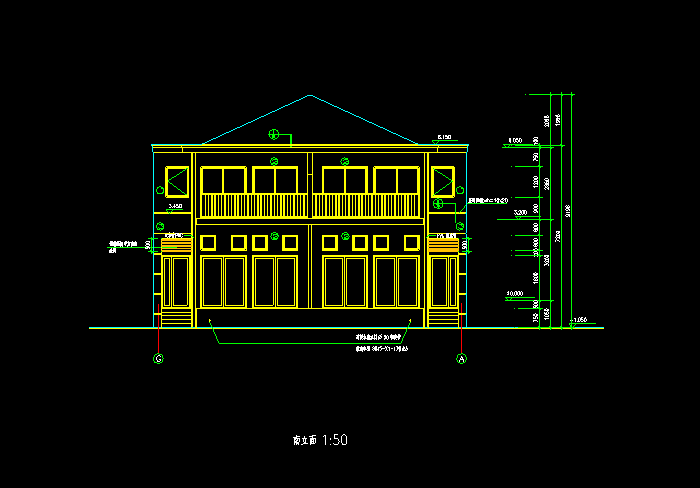 CAD联体别墅设计建筑施工图2