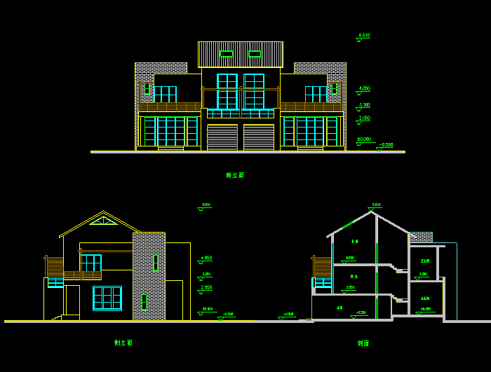 CAD联体别墅设计建筑施工图3