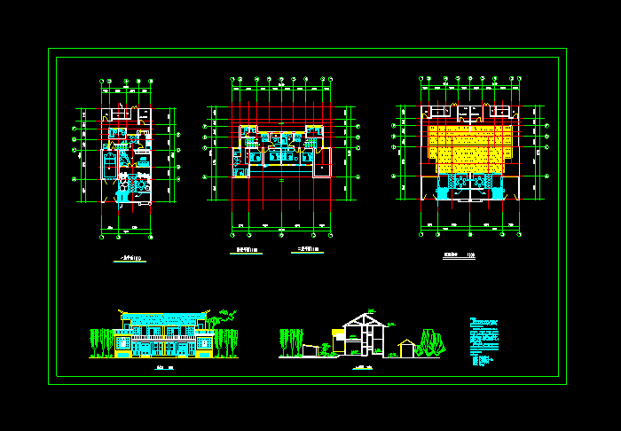 小型农村三层带露台别墅设计CAD施工图6