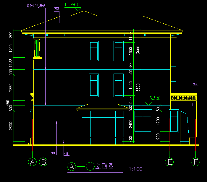 CAD联体别墅设计建筑施工图7