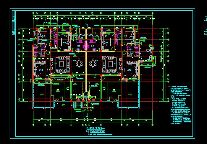单体洋房别墅建筑设计CAD施工图1