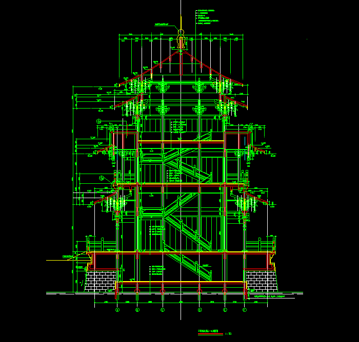 中式戏台、祠堂建筑设计CAD施工图6
