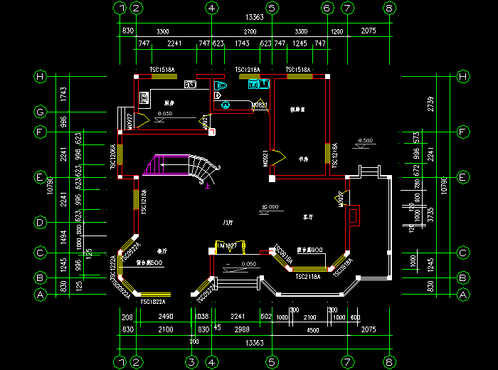 多层别墅户型CAD建筑施工图纸5