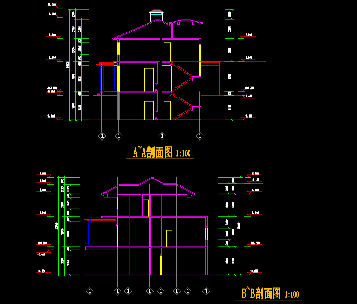 三种类型别墅设计CAD施工图
