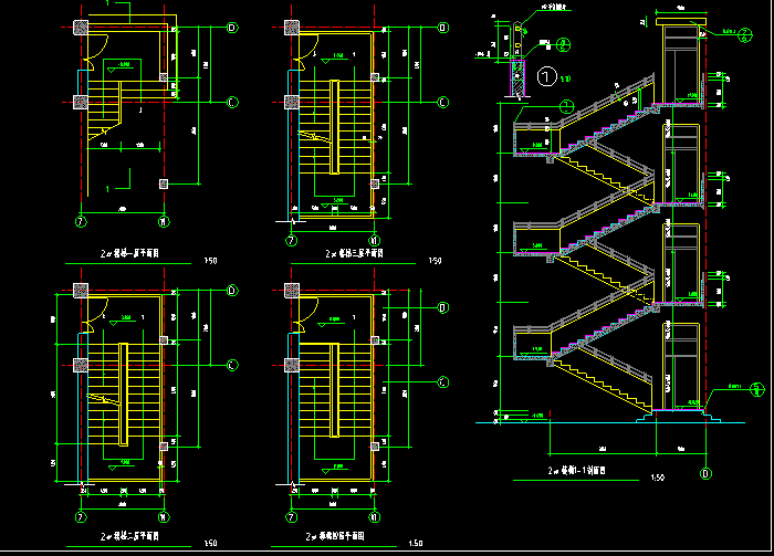 各层楼梯平面图