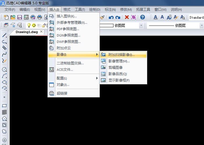 点击【插入】-【影像】命令