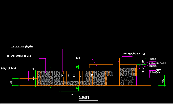 跌水景墙立面图