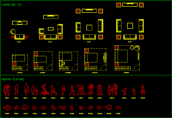 CAD沙发人物图块