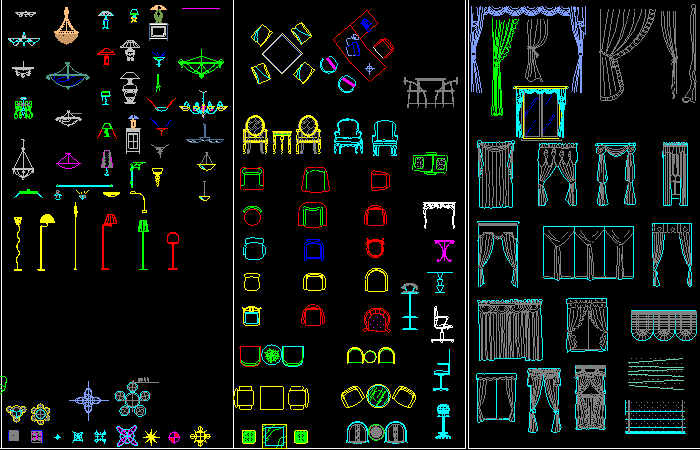 灯具桌椅窗帘图块大全