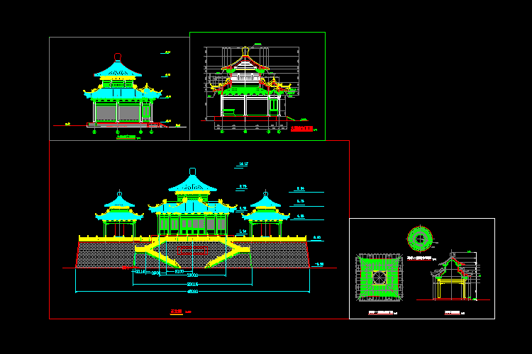 中国古建筑151套CAD图纸设计图+施工效果图