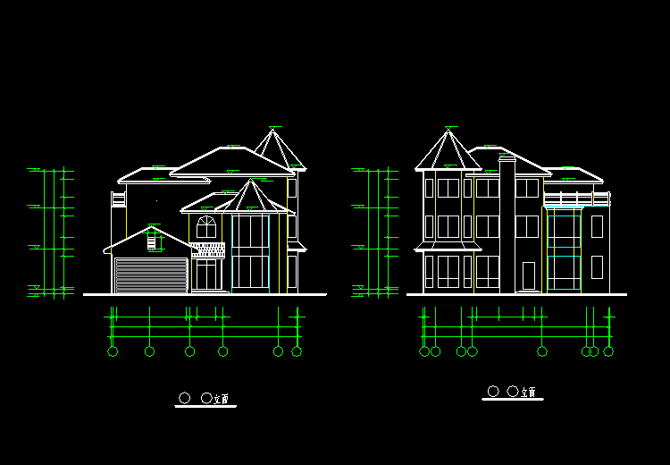 北美风情小别墅设计CAD建筑施工图图纸