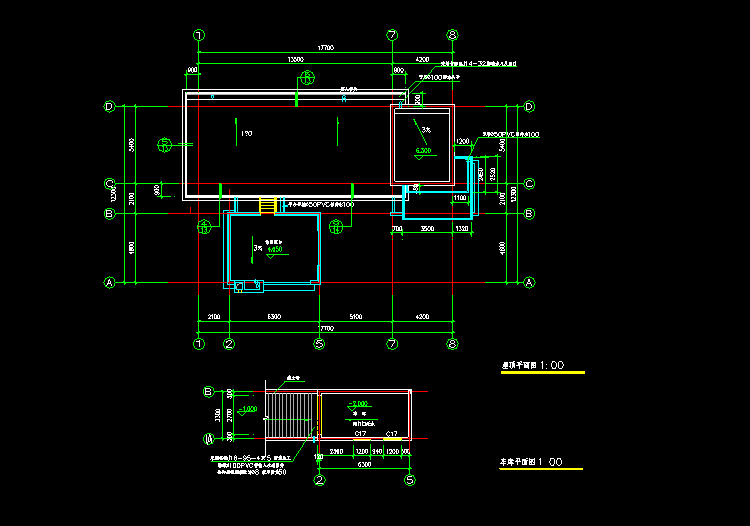 两层独立豪华别墅CAD施工平面图