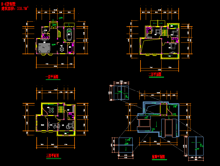 低成本小型别墅建筑CAD施工图