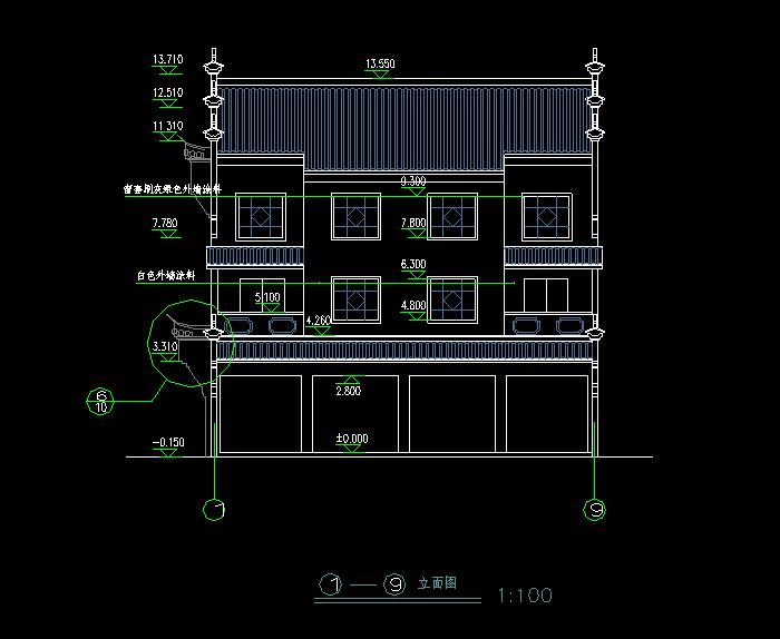 四层古建筑设计民居建筑CAD施工图2