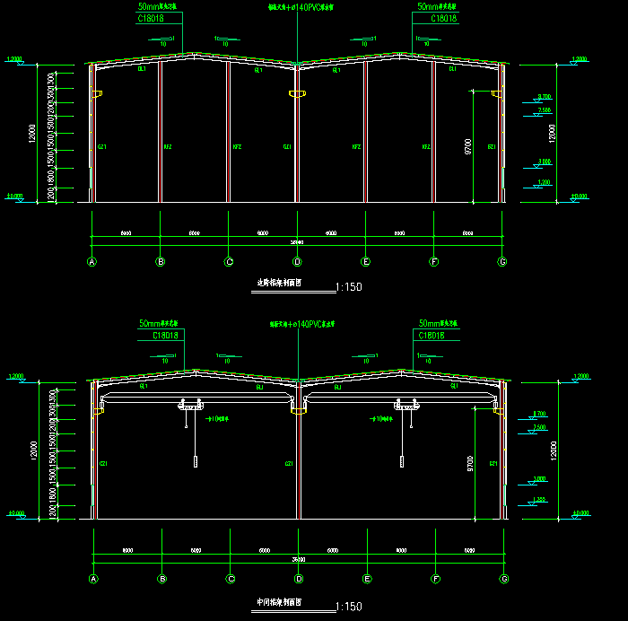 木业公司钢筋结构厂房CAD施工图2