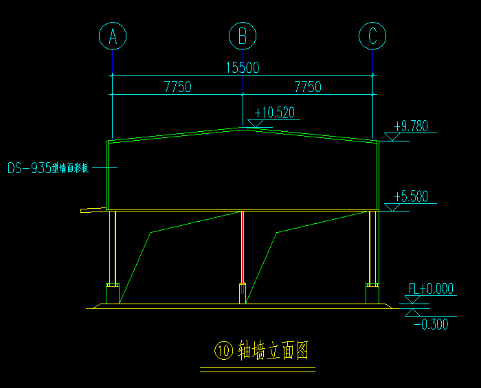 木业公司钢筋结构厂房CAD施工图3