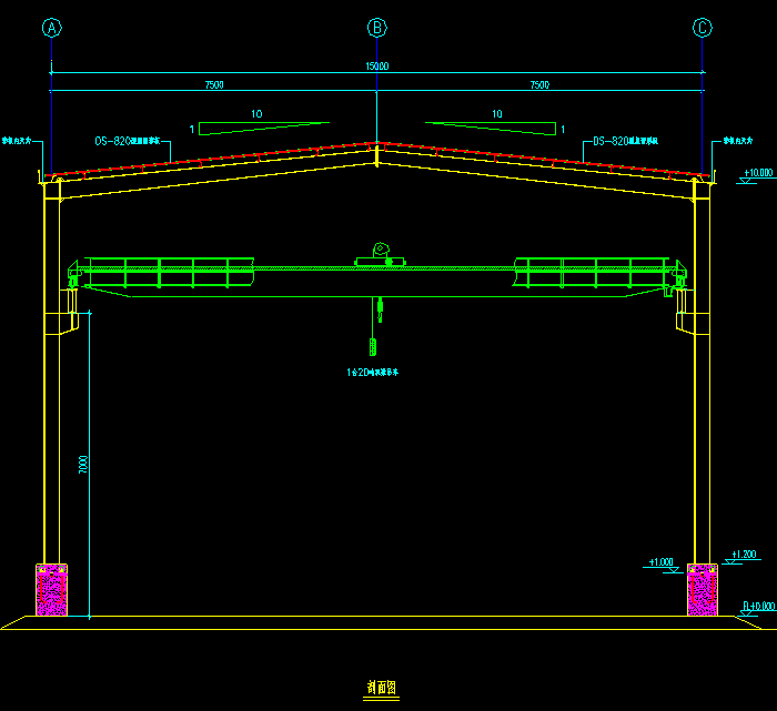 木业公司钢筋结构厂房CAD施工图4