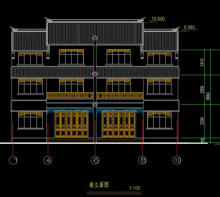 四层古建筑设计民居建筑CAD施工图5