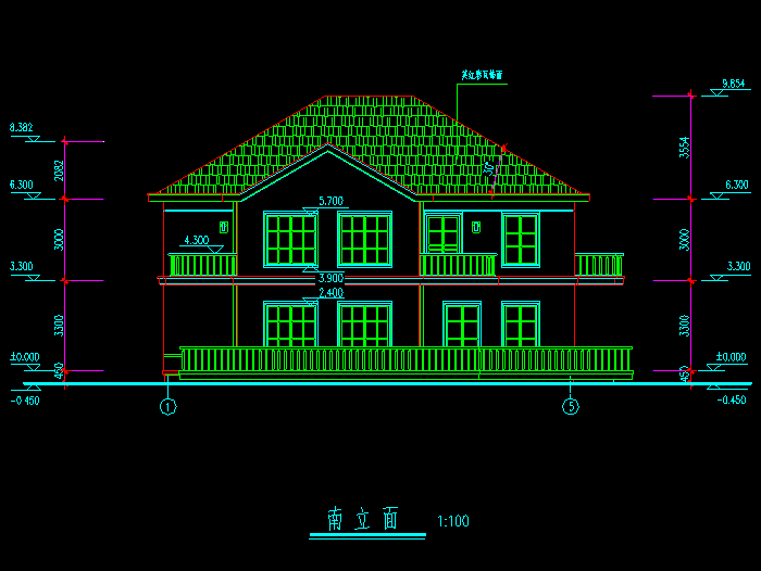 CAD联体别墅设计建筑施工图6