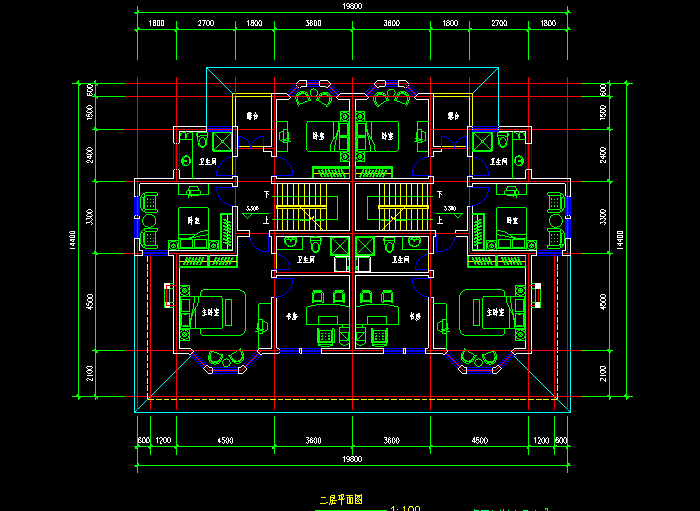 双联别墅建筑CAD设计详细图纸1