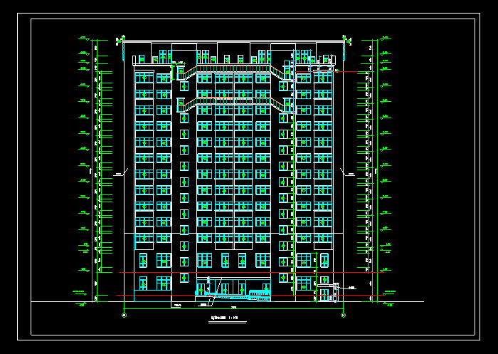 沿街多层商业住宅楼立面CAD施工图3