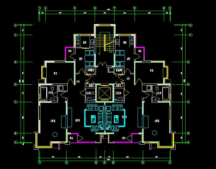 长沙阳光紫薇园住宅平面CAD施工图7