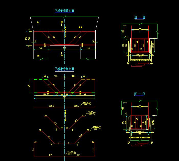 桥塔下塔柱及横梁钢筋CAD构造图7
