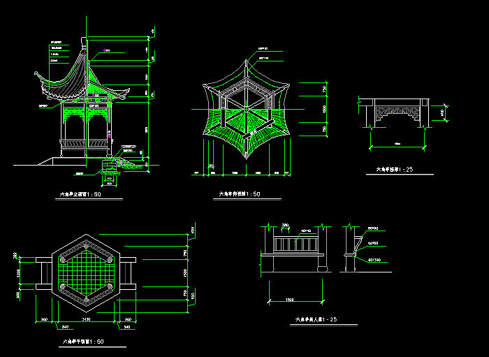 六角亭CAD建筑方案设计图纸1