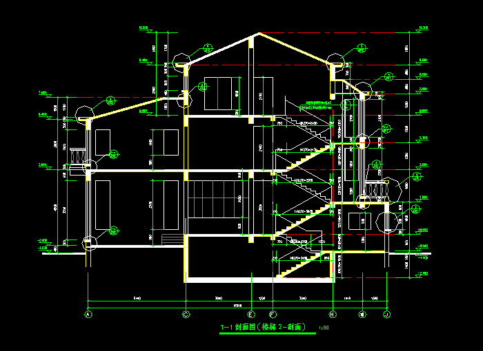 独栋别墅CAD建筑施工图1