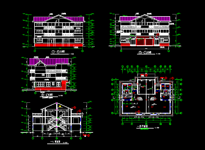 三层小别墅建筑设计CAD施工图纸3