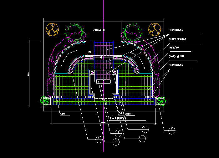 小地块景观环境设计绿化CAD施工图1