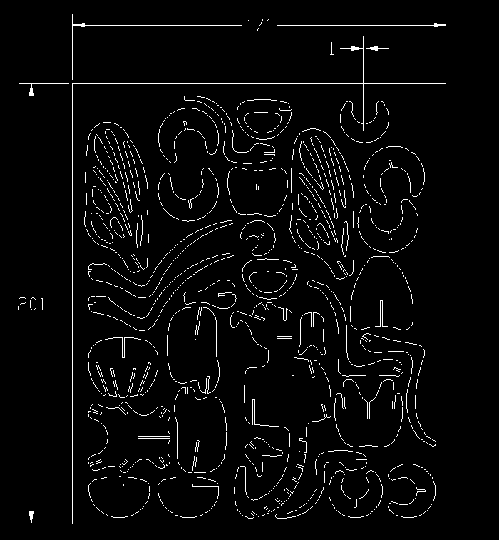 3D立体激光雕刻动物设计作品CAD施工图2