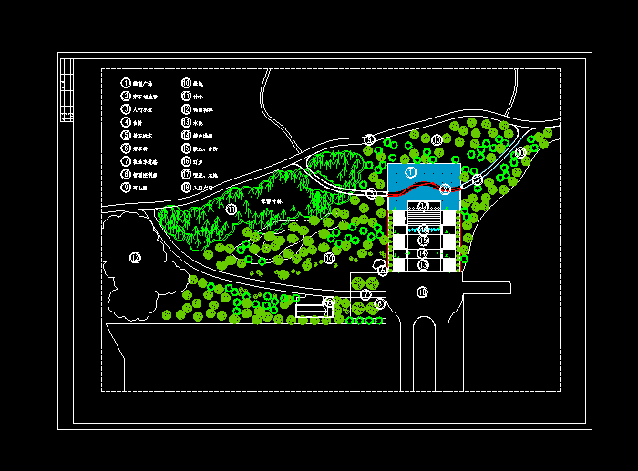 某小型休闲公园平面CAD建筑图3