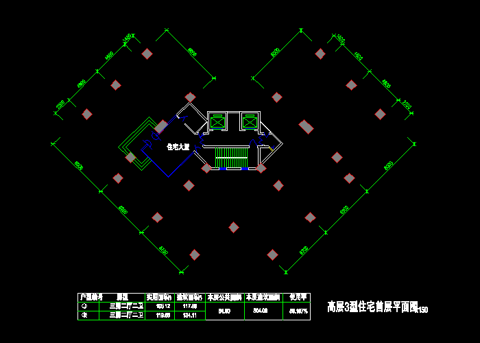 高层户型CAD建筑施工图纸