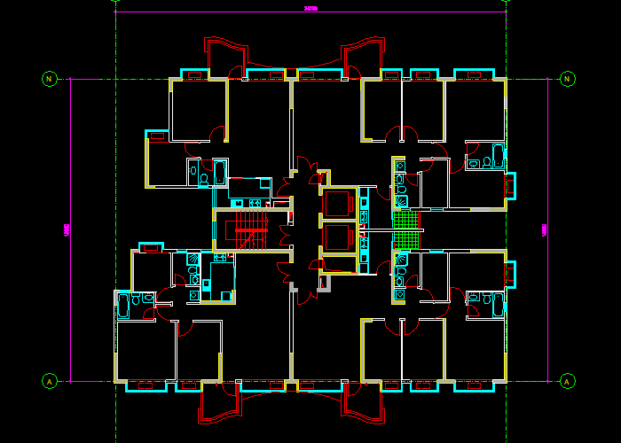 公寓楼层建筑施工图纸