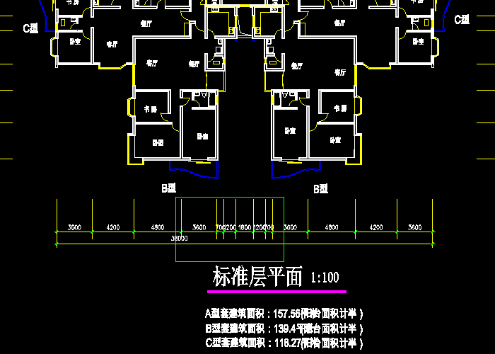 建筑设计住宅户形平面图