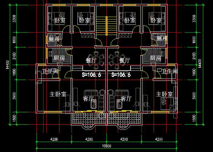 建筑设计住宅户形平面图