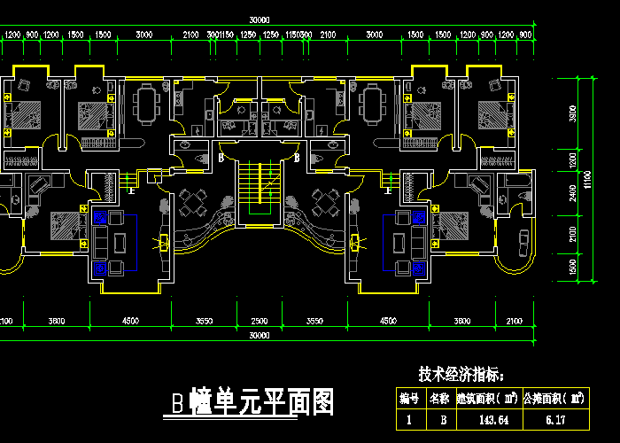 70种一梯两户户型CAD图纸